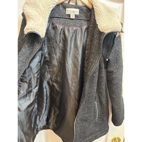 Koolaburra Ugg Hooded Fleece Jacket Sherpa Lined Black Marled Full Zip Sz Large - Picture 3 of 7